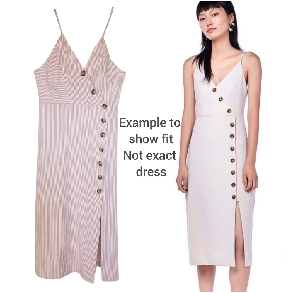 FANTASTIC Fawn L Midi Dress Striped Pink/White Button Up Cotton*
